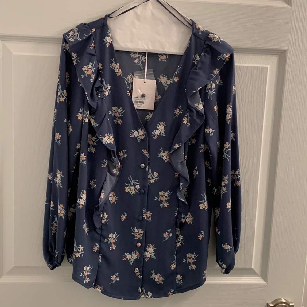 Kohl’s LC Lauren Conrad Floral Print Blouse Size Medium